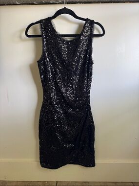 Black Sequin Mini Dress — Sleeveless Party Dress